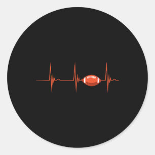 American Football Heartbeat Ecg Pulse Ball Sport Classic Round Sticker