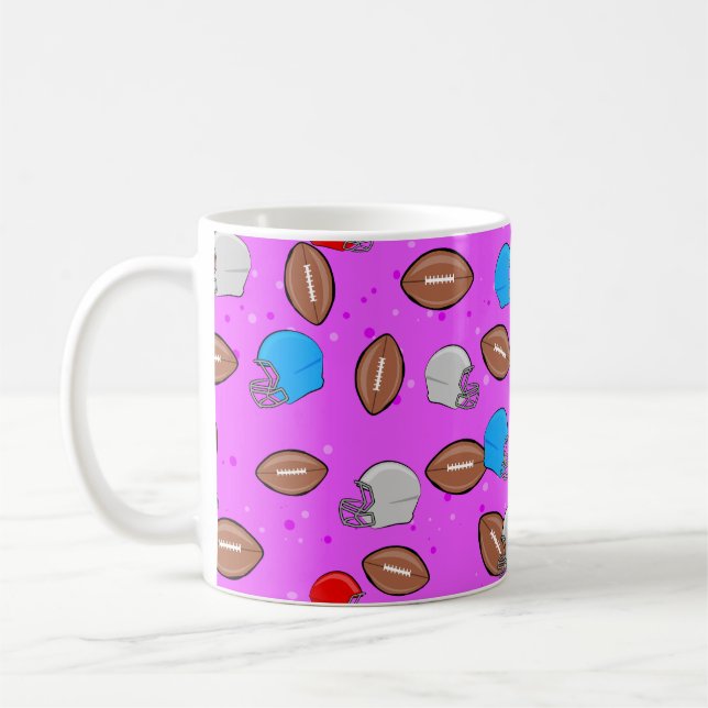 American Football - Helmet & Ball Seamless Pattern Coffee Mug (Left)