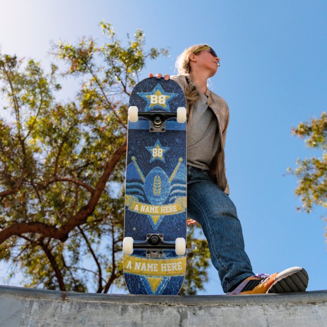 American Football Jersey Colours Blue Gold Glitter Skateboard (Outdoor 1)