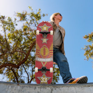 American Football Jersey Colours Red + Gold Glitte Skateboard