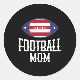 American Football Mom Gridiron Usa Flag Classic Round Sticker