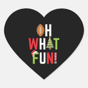 American Football Oh What Fun Holiday Christmas Heart Sticker