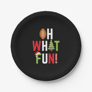 American Football Oh What Fun Holiday Christmas Paper Plate