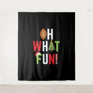 American Football Oh What Fun Holiday Christmas Tapestry