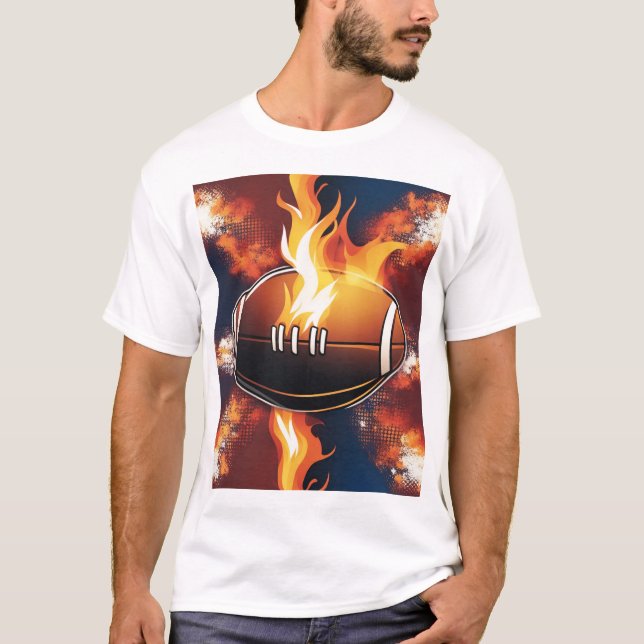 American Football On Fire Cool Design T-Shirt (Front)