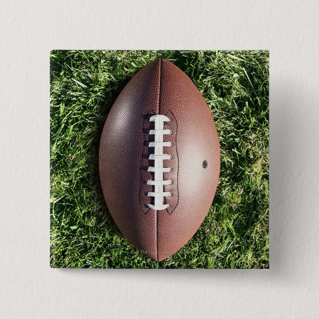 American football on grass 2 inch square button (Front)