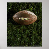 American football on grass, view from above