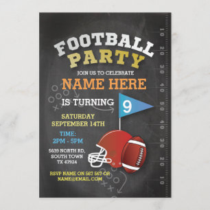 American Football Party Blue Invitation anniversai