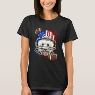American Football Player Bichon Frise Dog Face Pat T-Shirt