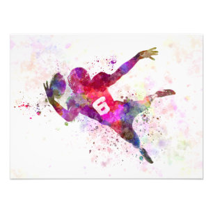 american football player catching ball photo print