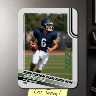 American Football Player Custom Gift Green Photo Magnet