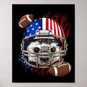 American Football Player Hedgehog Furzepig Animal  Poster
