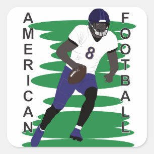 American football player in action square sticker