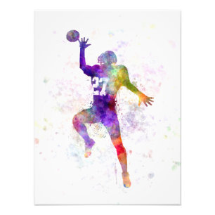american football player man catching receiving photo print