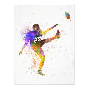 american football player man kicker kicking photo print