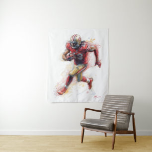 American Football Player Running with Ball Poster Tapestry