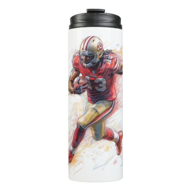 American Football Player Running with Ball Poster  Thermal Tumbler (Front)