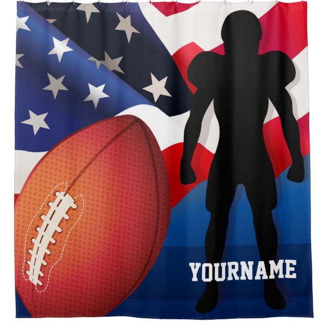 American Football Player Silhouette with US Flag (Front)
