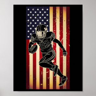 American Football Player Usa Flag Pride Football P Poster