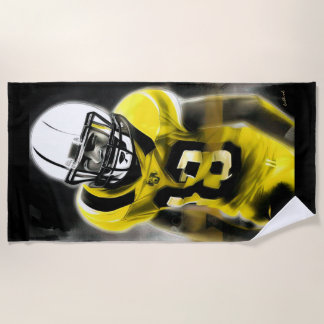 American football player With yellow and black T-S Beach Towel
