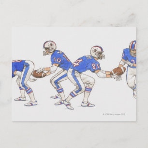 American football players demonstrating moves postcard