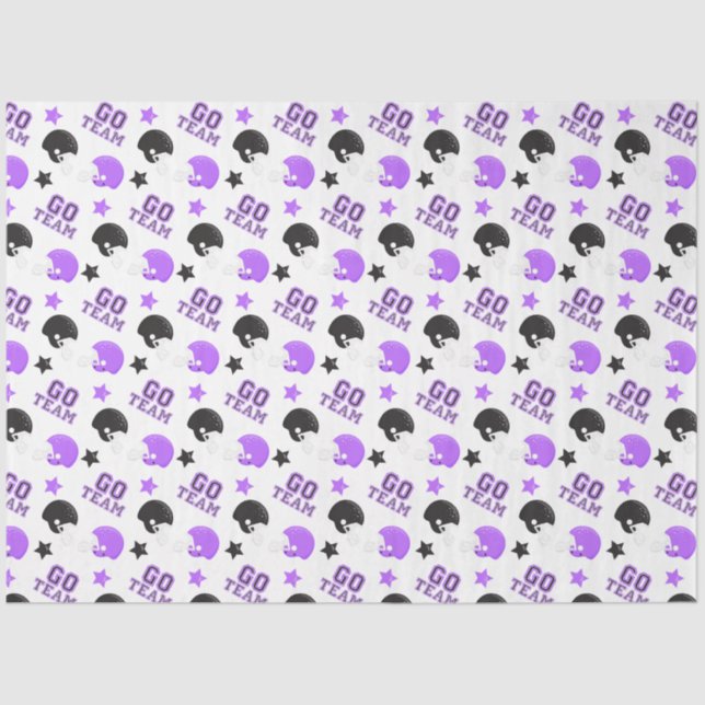 American Football Purple and Black Patterns Tissue Paper (Front)