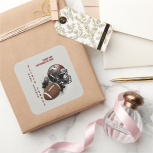 American Football Red & Black Baby Shower Square Sticker