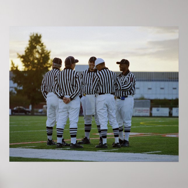 American football referees talking in field poster (Front)