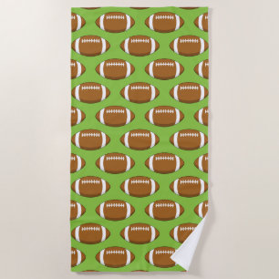 American Football Rugby Ball Pattern Beach Towel