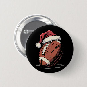 American Football Santa Hat Sports Christmas Xmas 2 Inch Round Button