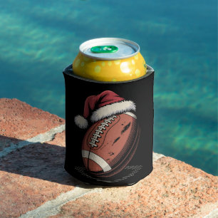 American Football Santa Hat Sports Christmas Xmas Can Cooler