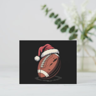 American Football Santa Hat Sports Christmas Xmas Holiday Postcard