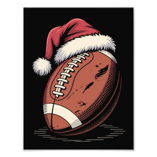 American Football Santa Hat Sports Christmas Xmas Photo Print
