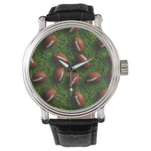 American Football Seamless Sports Pattern Watch