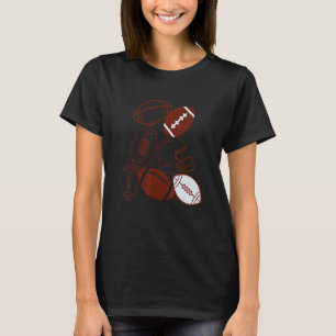 American Football Silhouette Hemet And Ball Graphi T-Shirt