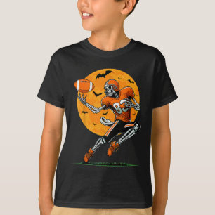American Football Skeleton Boys Halloween Football T-Shirt