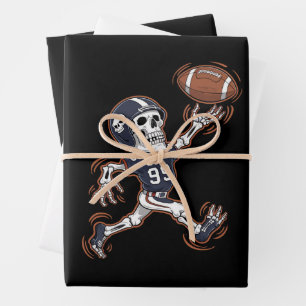 American Football Skeleton Halloween Football Wrapping Paper Sheet
