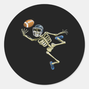 American Football Skeleton Halloween Men Boys Foot Classic Round Sticker