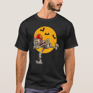American Football Skeleton Halloween Men Boys Foot T-Shirt