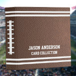 American Football Sport Scrapbook Collector Album Binder<br><div class="desc">Enjoy this cool American football themed scrapbook or card collector album!  Personalize with a name and subtitle on front,  and jersey number on back.  Brown photo leather background with double white stripes across top and bottom,  and laced spine.</div>