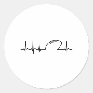American Football Team Heart Heartbeat Gift Idea Classic Round Sticker