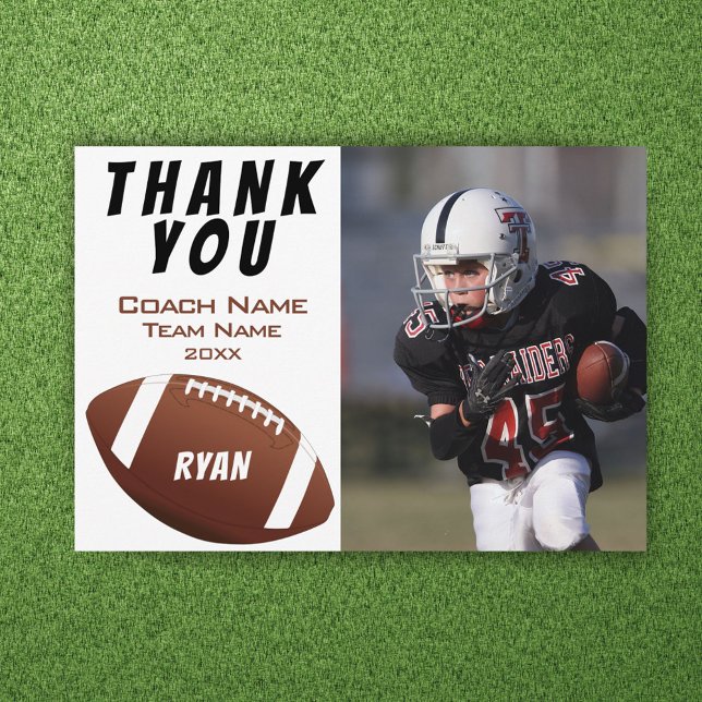 American Football Thank you Coach Photo Card (Creator Uploaded)
