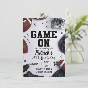American football–themed birthday invitation
