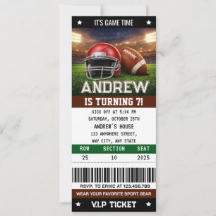 American Football Ticket Birthday Celebration Invitation
