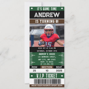 American Football Ticket with custom Photo Invitation