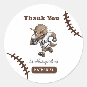 American Football Triceratops dinosaur  birthday  Classic Round Sticker