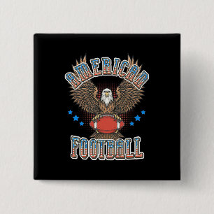 American Football USA Flag 2 Inch Square Button