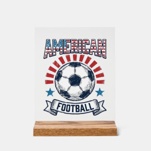 American Football Vintage Soccer Ball Shirt Design Acrylic Sign