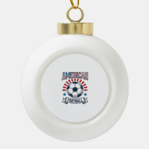American Football Vintage Soccer Ball Shirt Design Ceramic Ball Christmas Ornament