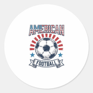 American Football Vintage Soccer Ball Shirt Design Classic Round Sticker